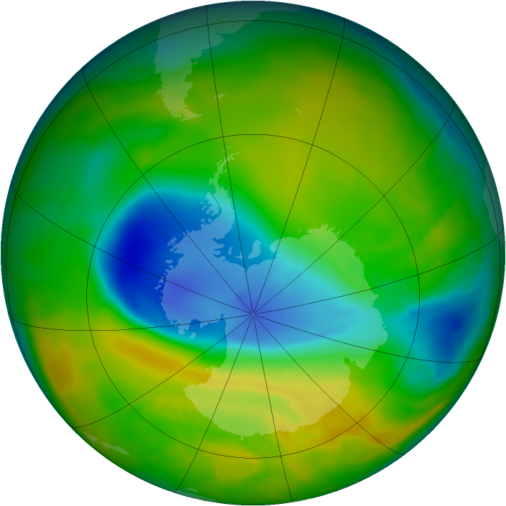 Antarctic ozone map for 07 November 2012